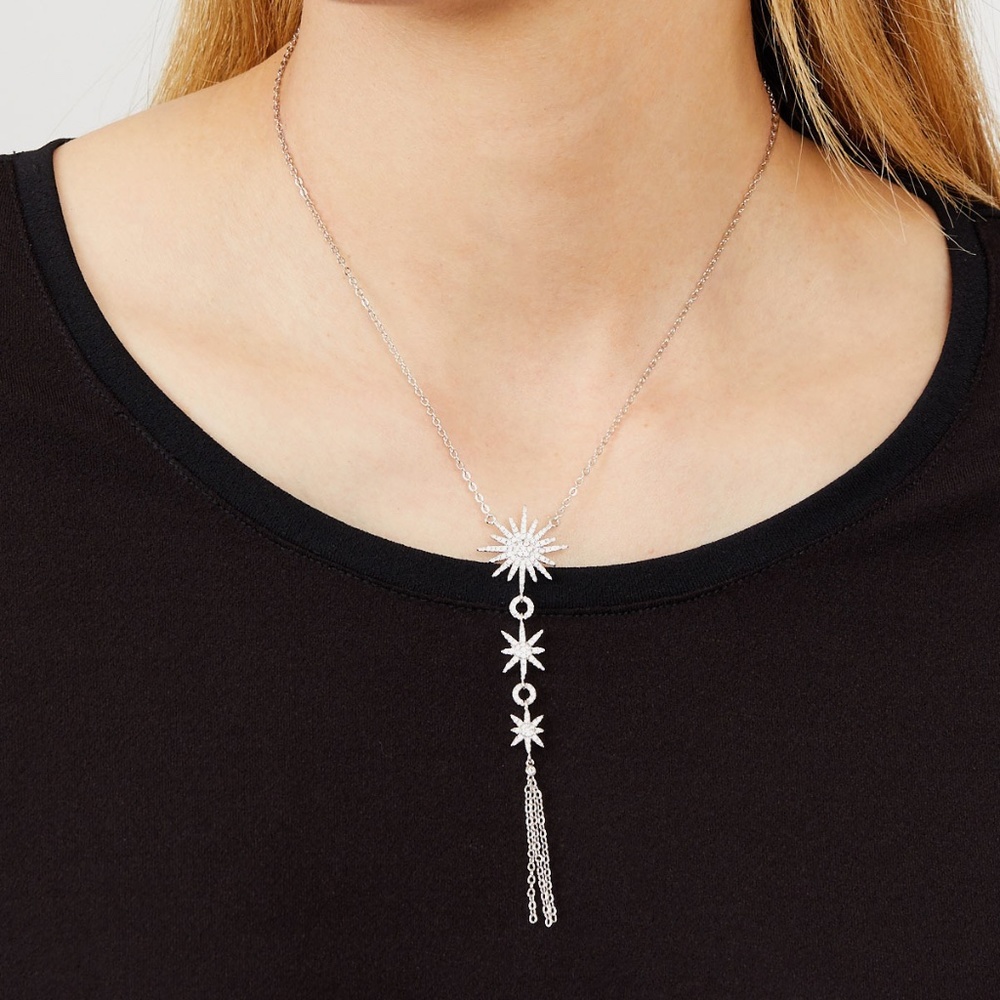 Noir Luxe Starburst Lariat Necklace
